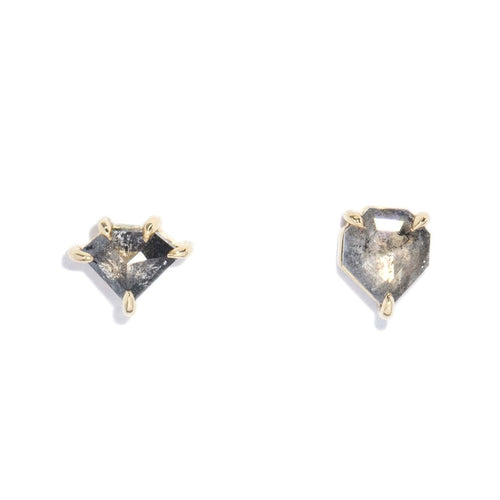 Adina Kite Cut Salt & Pepper Diamond Studs 9K Yellow Gold