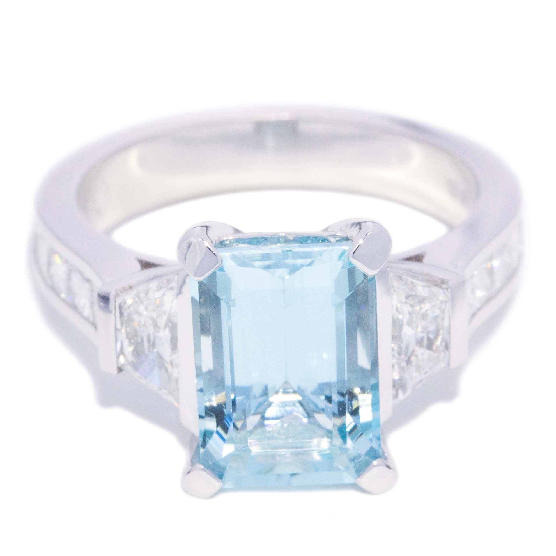 Adora Aquamarine & Diamond Dress Ring 18K White Gold Rings Anthology Jewellers 