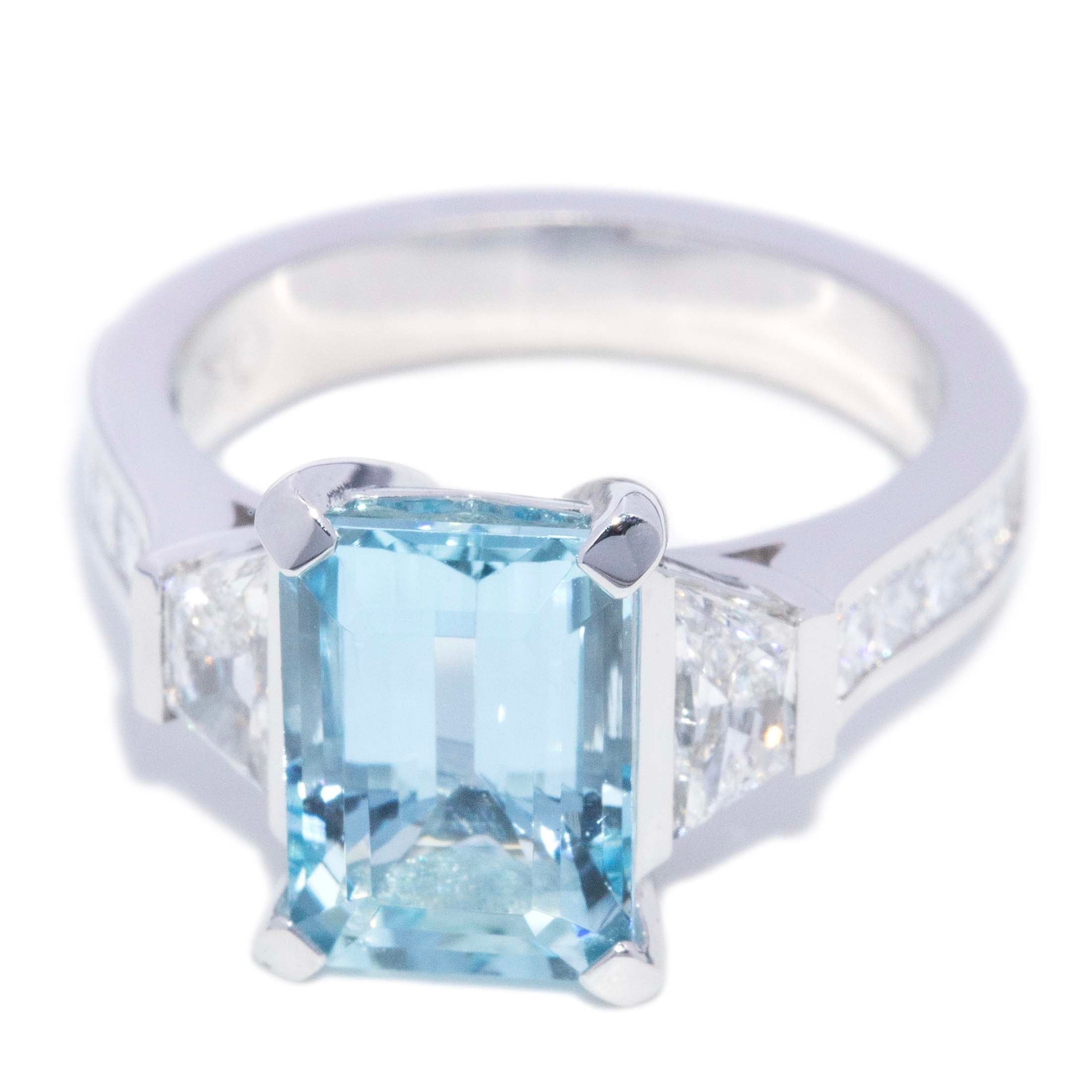 Adora Aquamarine & Diamond Dress Ring 18K White Gold Rings Anthology Jewellers 