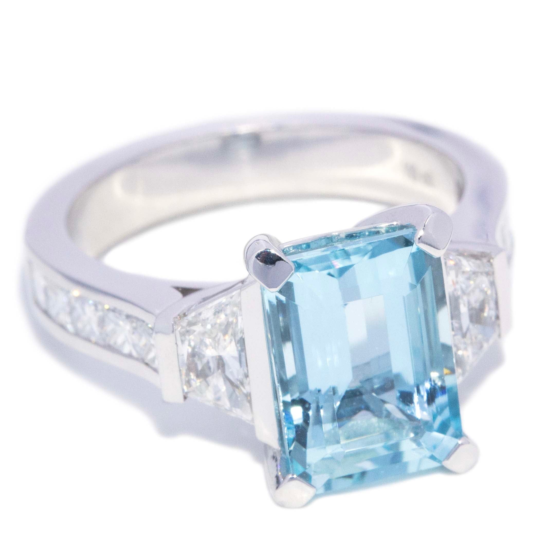 Adora Aquamarine & Diamond Dress Ring 18K White Gold Rings Anthology Jewellers 