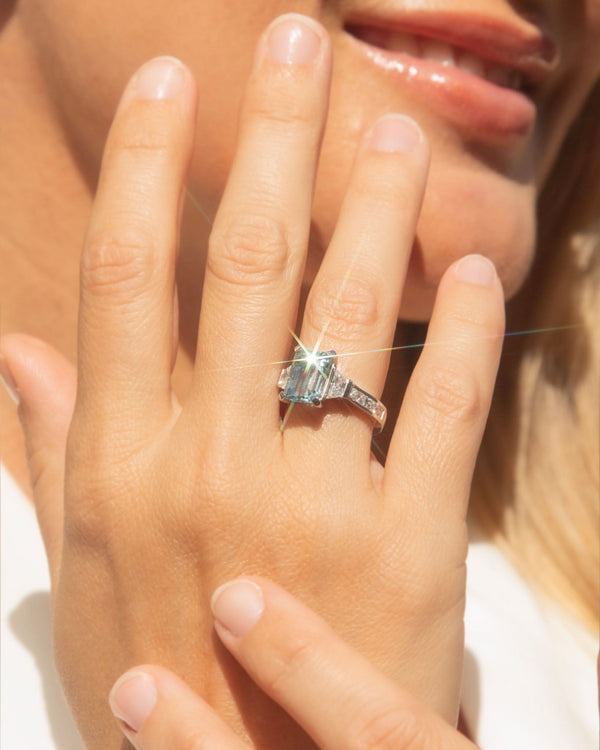 Adora Aquamarine & Diamond Dress Ring 18K White Gold Rings Anthology Jewellers 