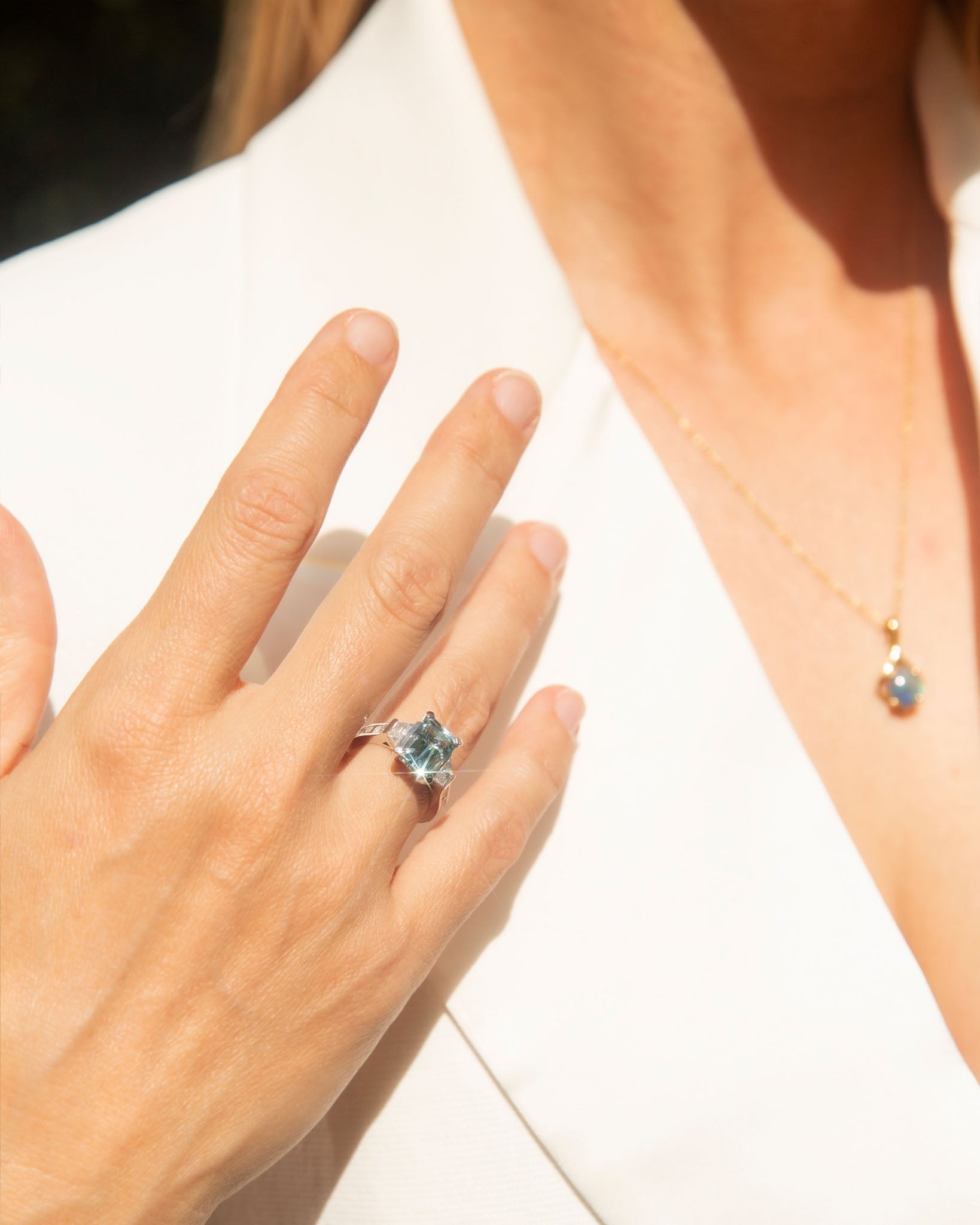 Adora Aquamarine & Diamond Dress Ring 18K White Gold Rings Anthology Jewellers 
