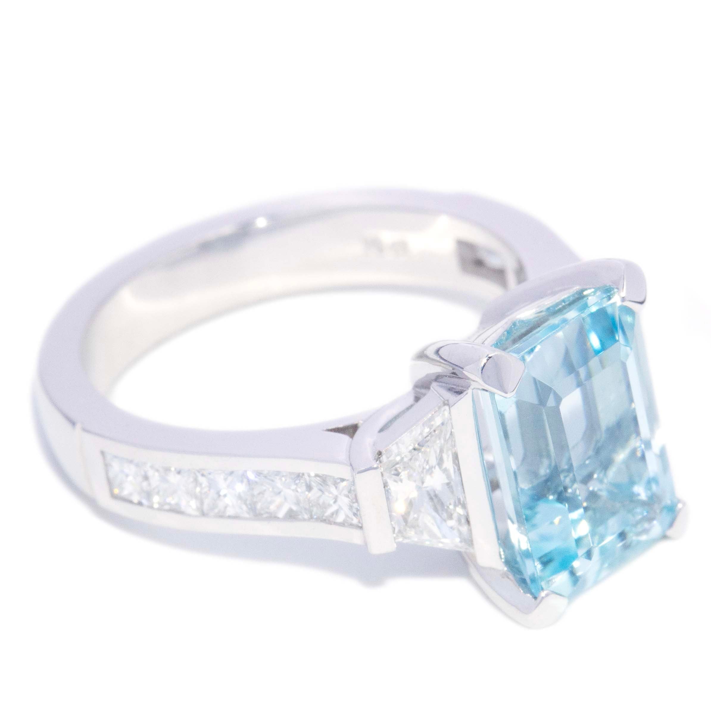 Adora Aquamarine & Diamond Dress Ring 18K White Gold Rings Anthology Jewellers 