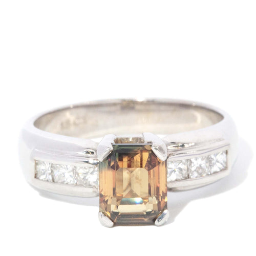 Adria 1970s Parti Sapphire & Diamond Ring 18K White Gold