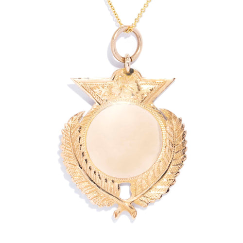 Aitana Antique 1920s Medallion Award Pendant 9K Yellow Gold