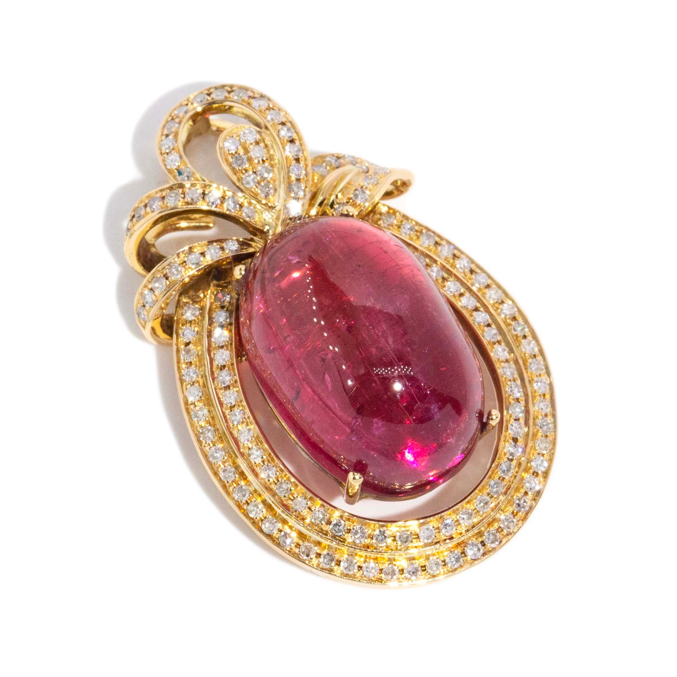 Allegra Pink Tourmaline & Diamond Pendant 18k Yellow Gold