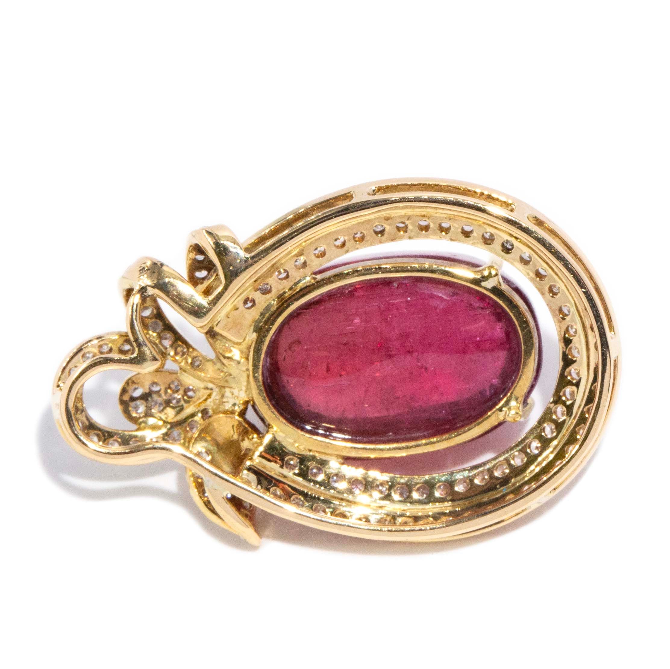 Allegra Pink Tourmaline & Diamond Pendant 18k Yellow Gold