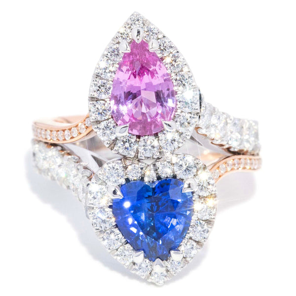 Alula Blue & Pink Sapphire & Diamond Ring 18K Two Tone Gold Rings Anthology Jewellers 