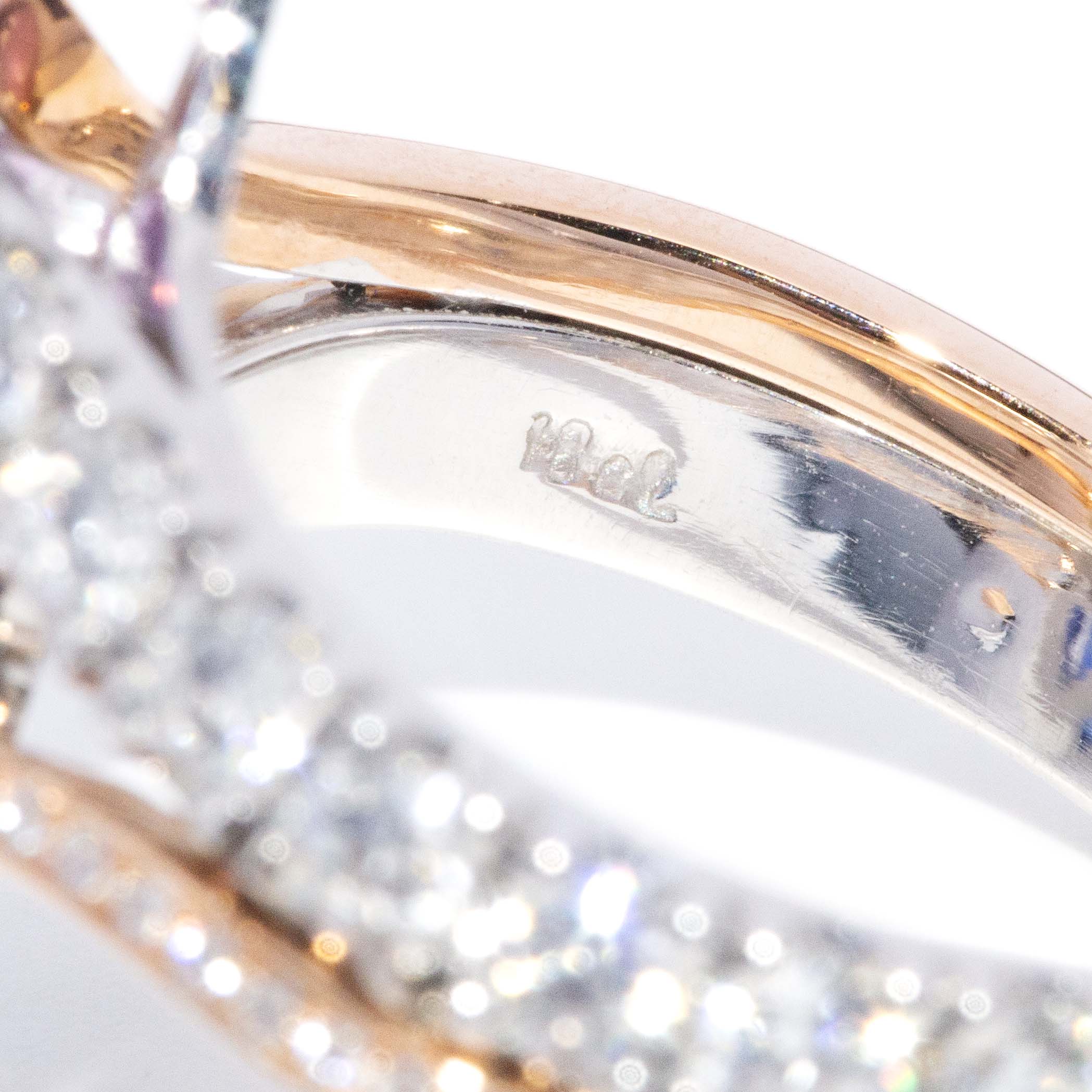 Alula Blue & Pink Sapphire & Diamond Ring 18K Two Tone Gold Rings Anthology Jewellers 