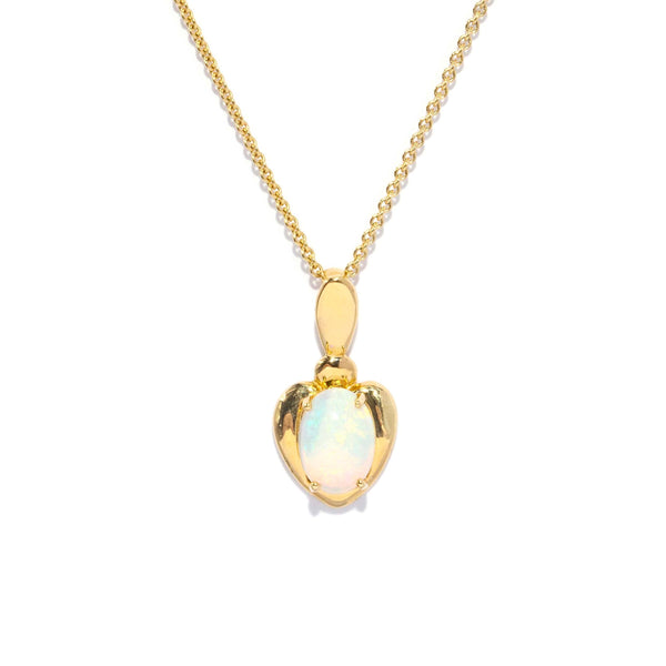 Alura 1980s Crystal Opal Heart Pendant 18ct Gold Pendants/Necklaces Imperial Jewellery 
