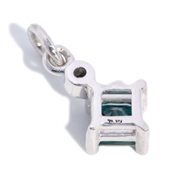 Alura Princess Cut Sapphire & Diamond Pendant 9ct White Gold Charms & Pendants Anthology Jewellers 