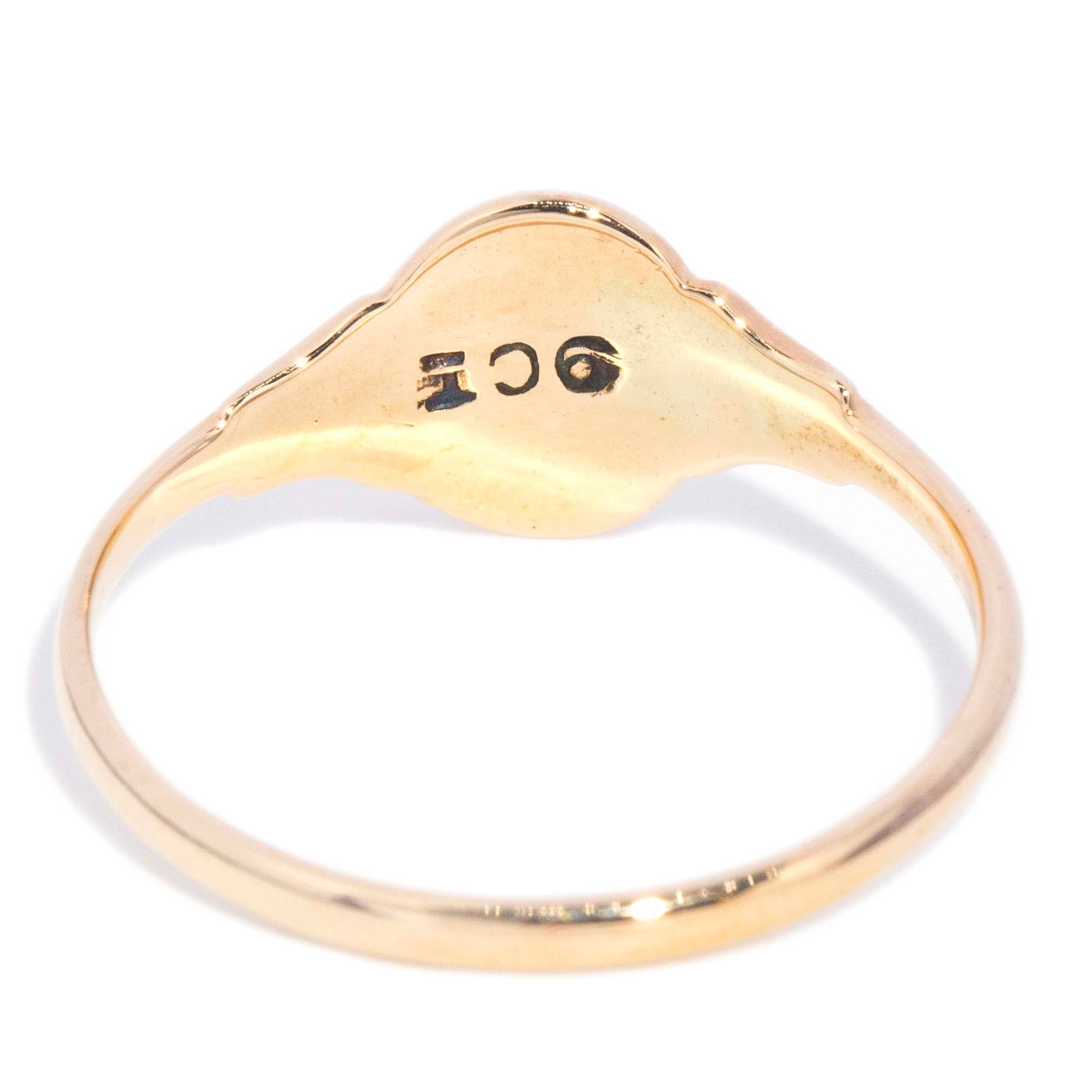 Amos Oval Monogram Flared Signet Ring 9K Yellow Gold Rings Imperial Jewellery 
