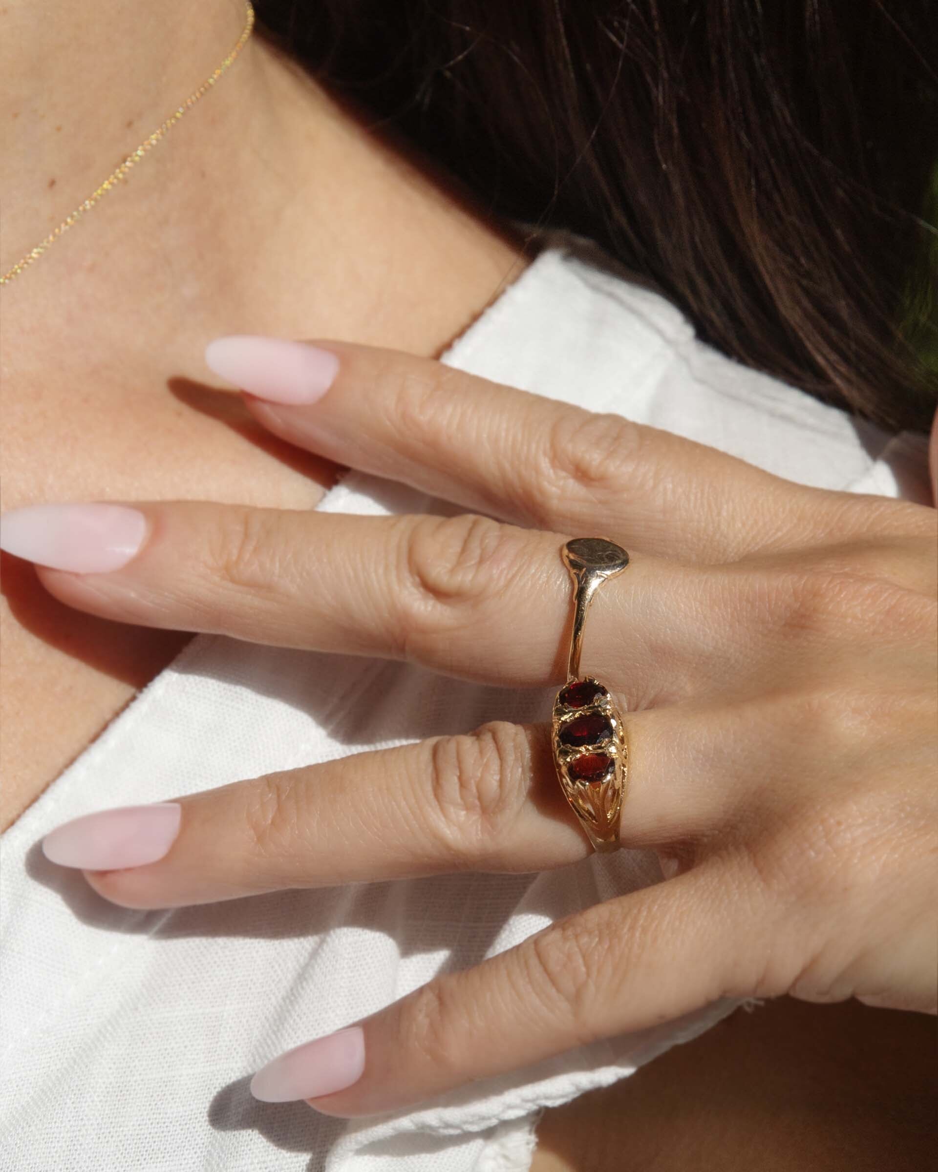 Andy Oval Monogram Flared Signet Ring 15K Yellow Gold Rings Imperial Jewellery 