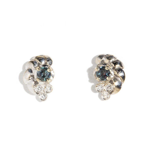 Aneeza 1980s Alexandrite & Diamond Studs 18K Two Tone Gold