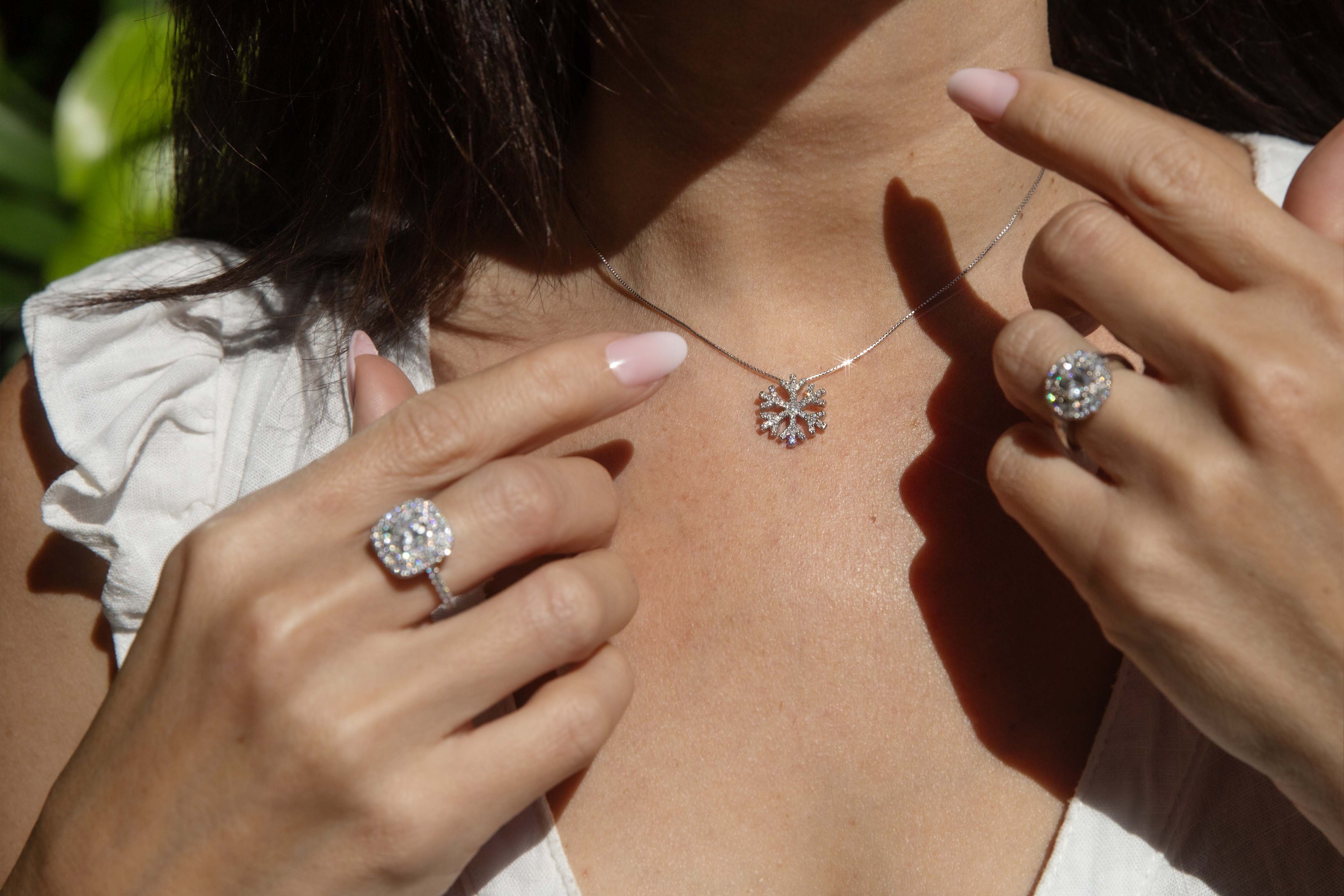 Anna Diamond Snowflake Pendant Necklace 14K White Gold Pendants/Necklaces Anthology Jewellers 