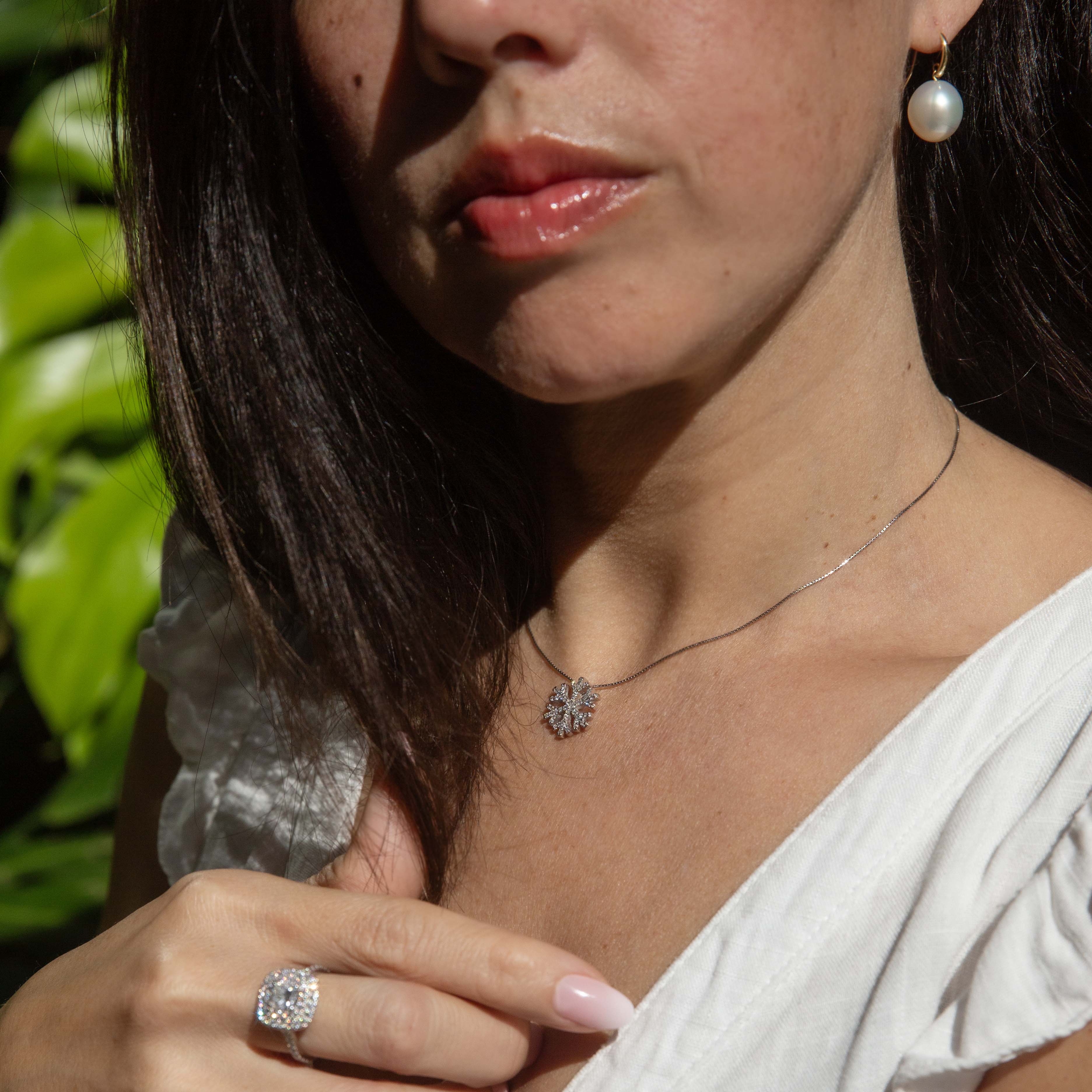 Anna Diamond Snowflake Pendant Necklace 14K White Gold Pendants/Necklaces Anthology Jewellers 