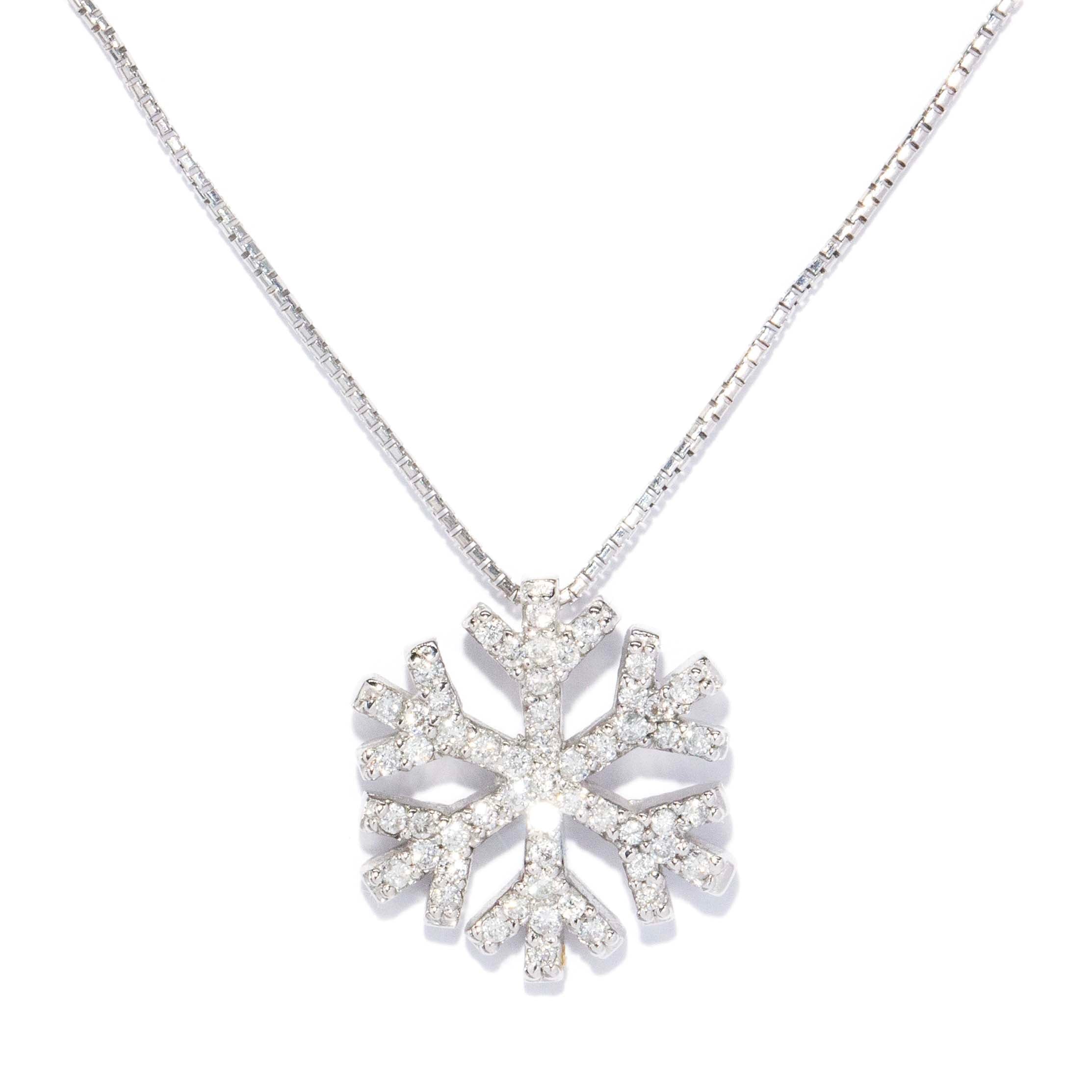 Anna Diamond Snowflake Pendant Necklace 14K White Gold Pendants/Necklaces Anthology Jewellers 