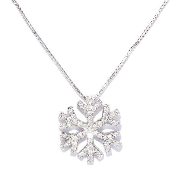 Anna Diamond Snowflake Pendant Necklace 14K White Gold Pendants/Necklaces Anthology Jewellers 