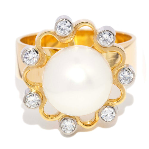 Annabelle South Sea Pearl & Diamond Ring 18K Two Tone Gold
