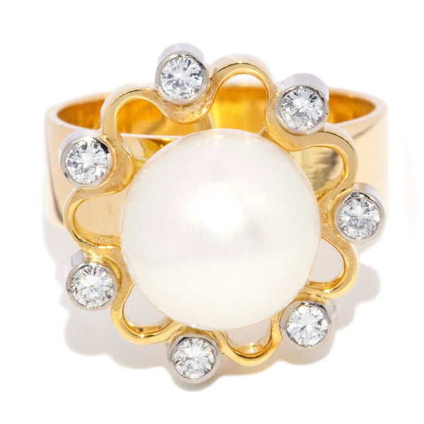 Annabelle South Sea Pearl & Diamond Ring 18K Two Tone Gold Rings Anthology Jewellers 