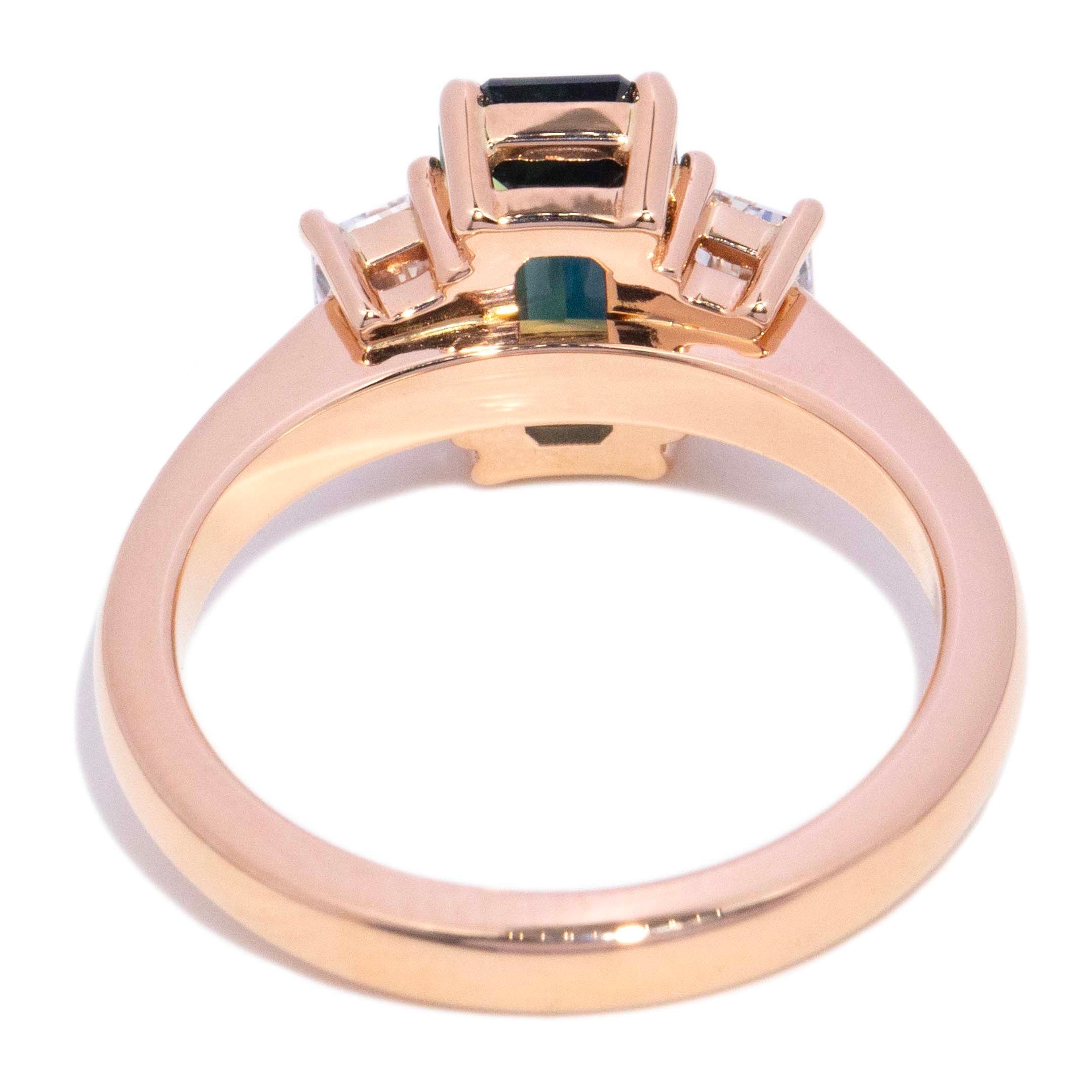 Anthea Parti Sapphire Diamond Trilogy Ring 18K Rose Gold Rings Anthology Jewellers 