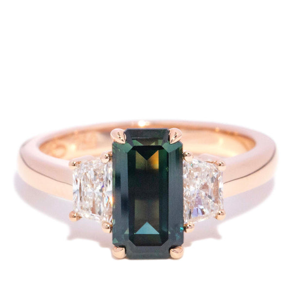 Anthea Parti Sapphire Diamond Trilogy Ring 18K Rose Gold Rings Anthology Jewellers 