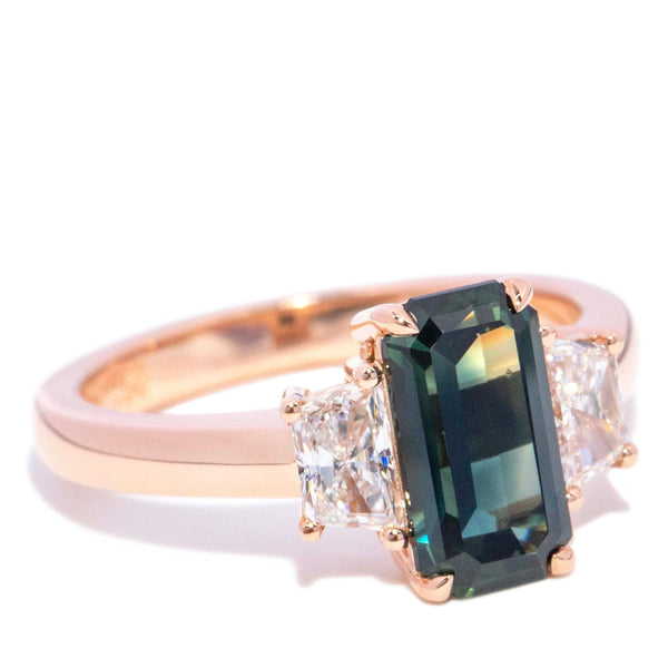 Anthea Parti Sapphire Diamond Trilogy Ring 18K Rose Gold Rings Anthology Jewellers 