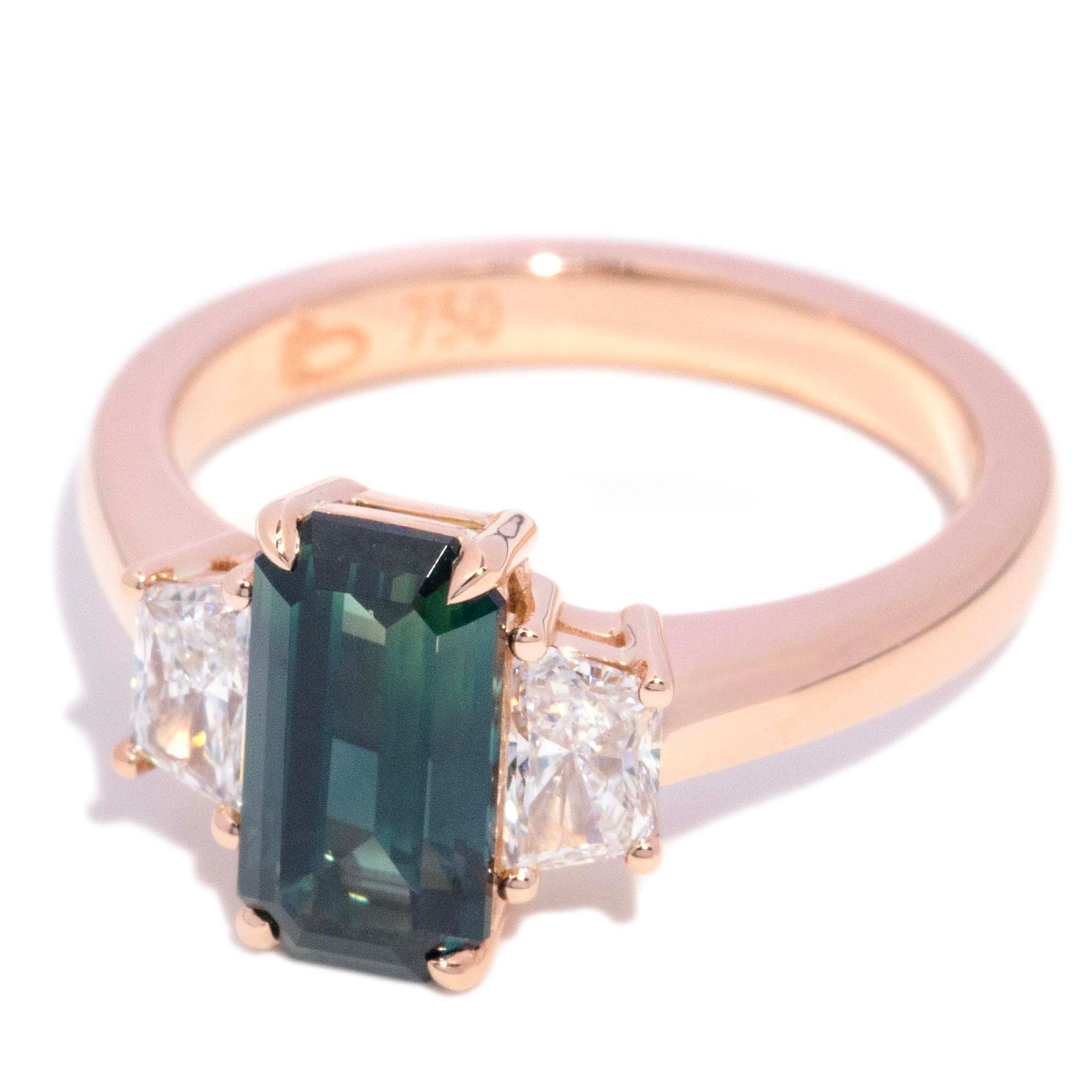 Anthea Parti Sapphire Diamond Trilogy Ring 18K Rose Gold Rings Anthology Jewellers 