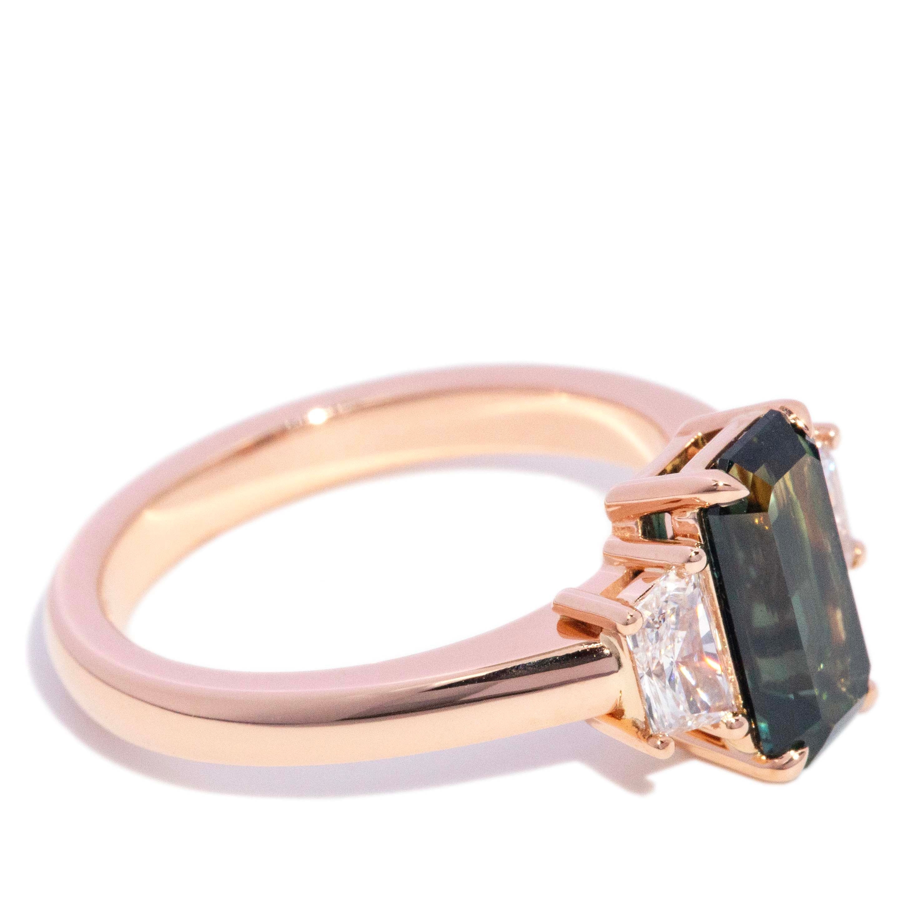 Anthea Parti Sapphire Diamond Trilogy Ring 18K Rose Gold Rings Anthology Jewellers 