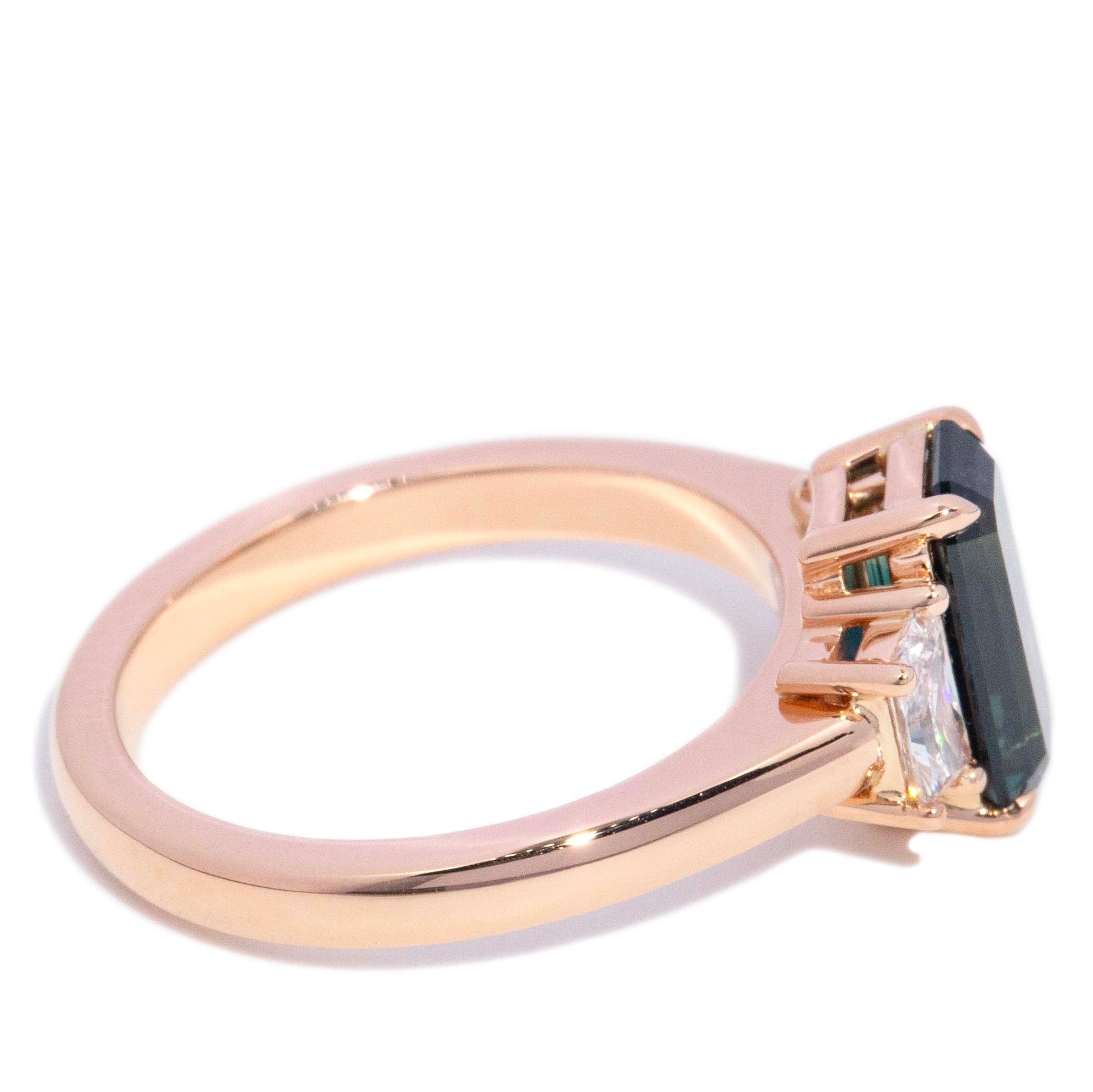 Anthea Parti Sapphire Diamond Trilogy Ring 18K Rose Gold Rings Anthology Jewellers 