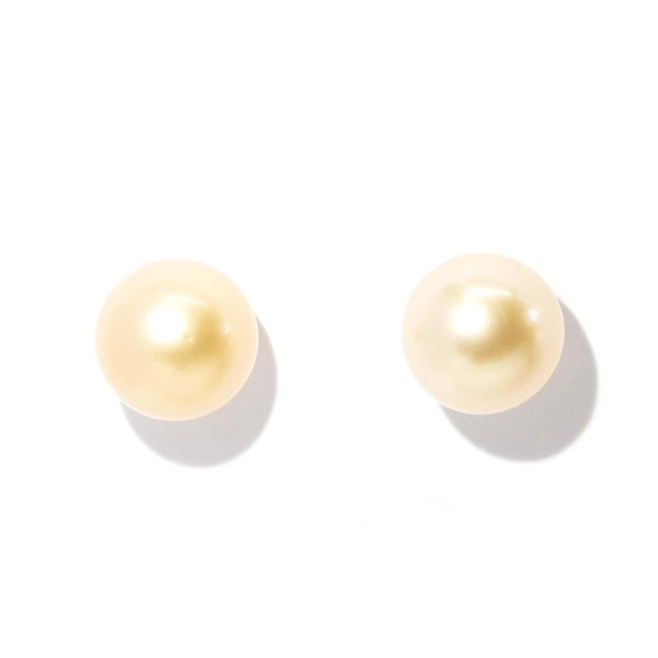 Contemporary Golden South Sea Pearl Studs 9 Carat Yellow Gold