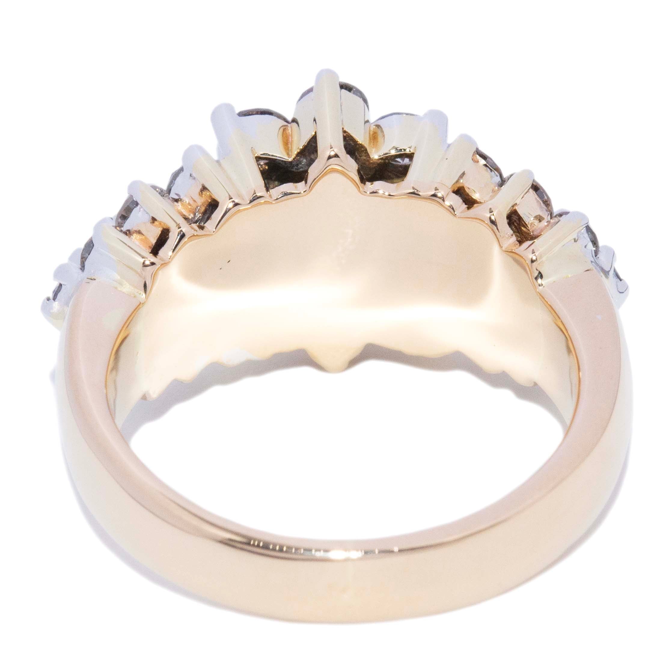Aster Diamond Flower Cluster Ring 18K & 14K Two Tone Gold Rings Anthology Jewellers 