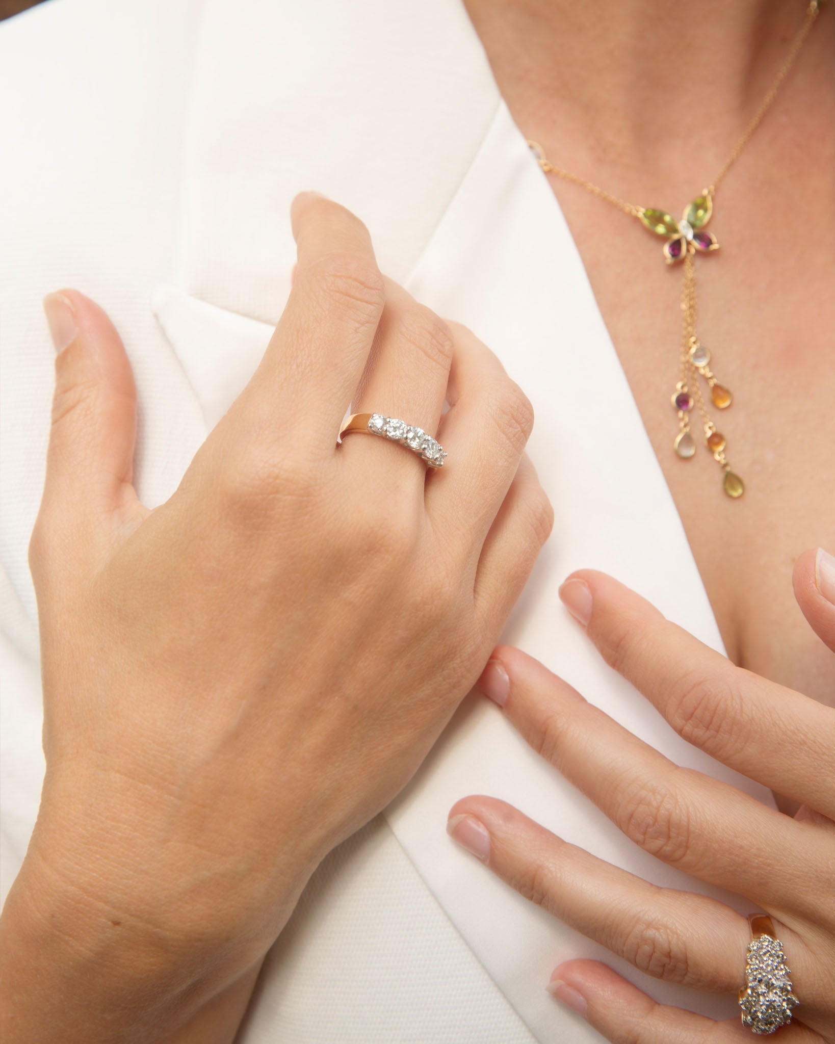 Aster Diamond Flower Cluster Ring 18K & 14K Two Tone Gold Rings Anthology Jewellers 