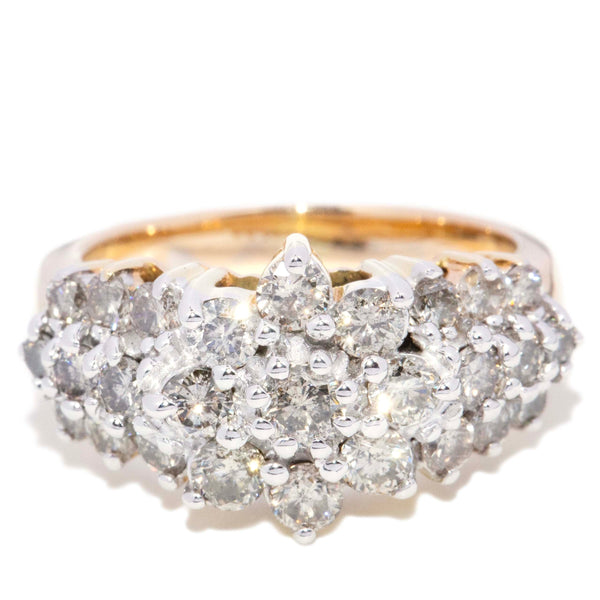 Aster Diamond Flower Cluster Ring 18K & 14K Two Tone Gold Rings Anthology Jewellers 
