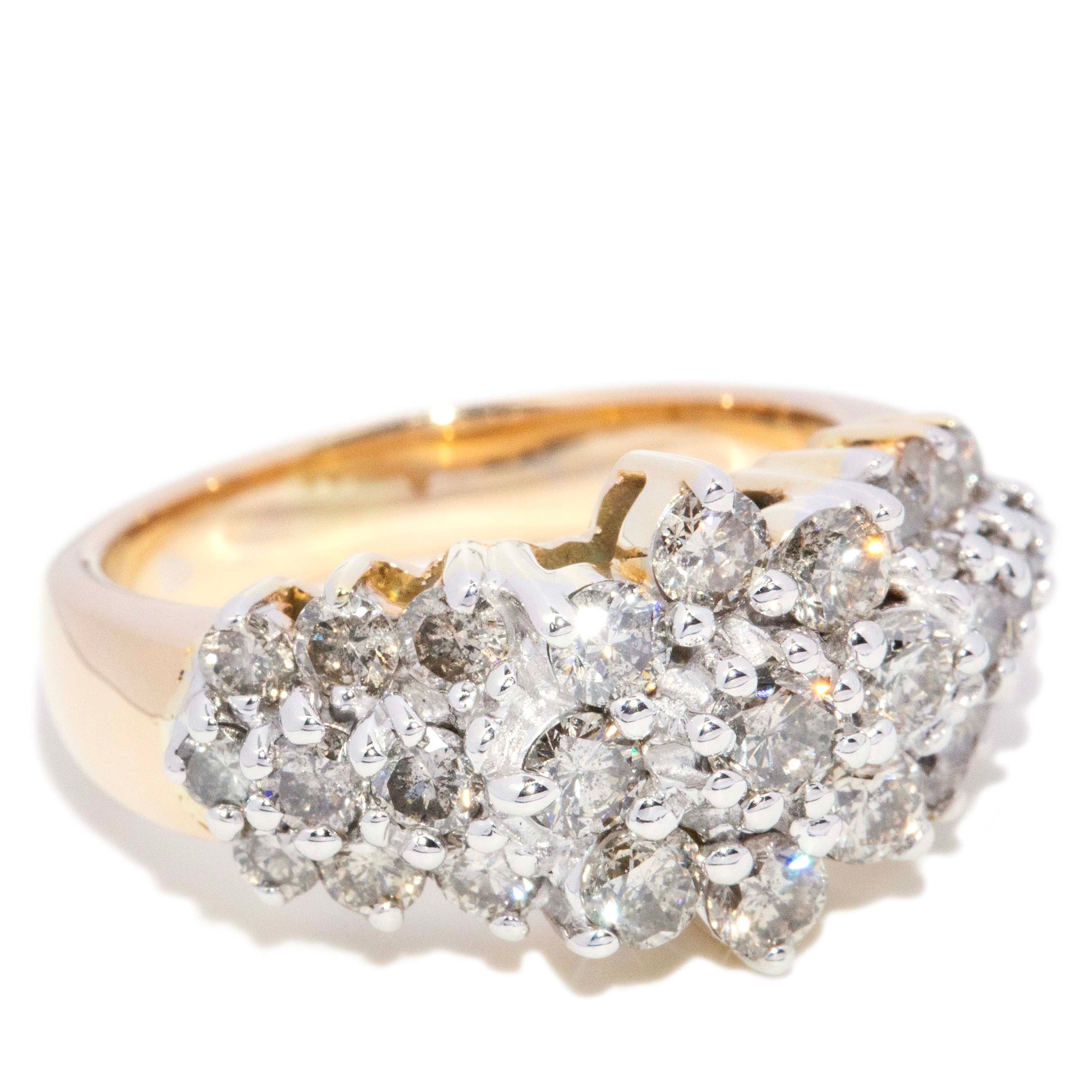 Aster Diamond Flower Cluster Ring 18K & 14K Two Tone Gold Rings Anthology Jewellers 