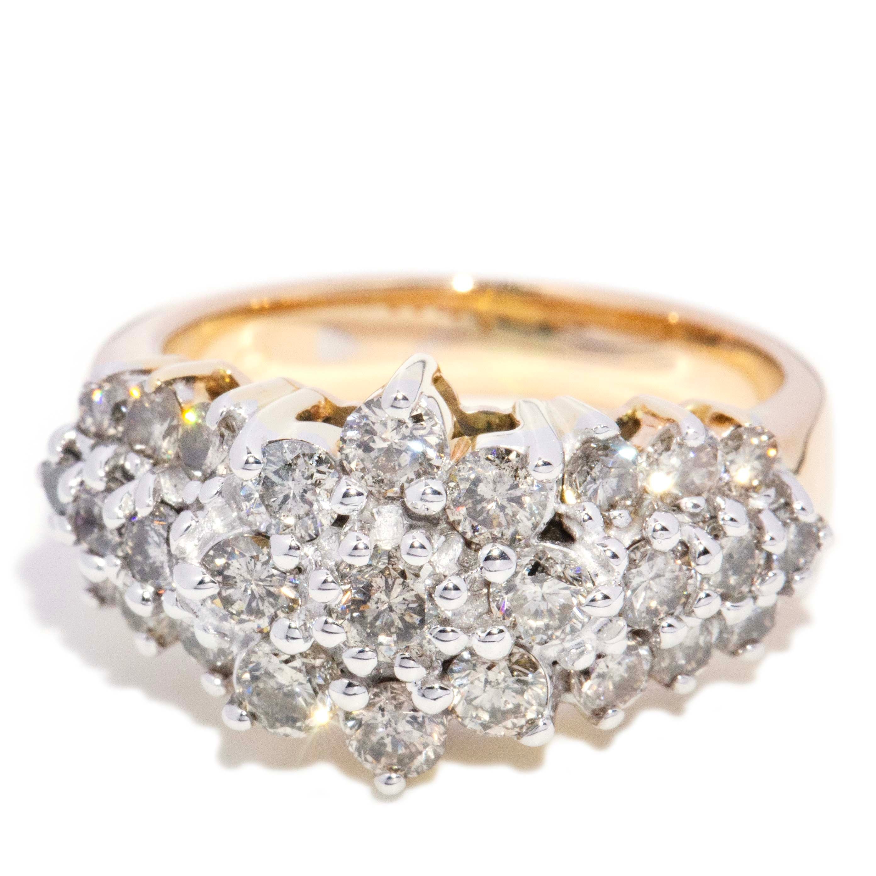 Aster Diamond Flower Cluster Ring 18K & 14K Two Tone Gold Rings Anthology Jewellers 