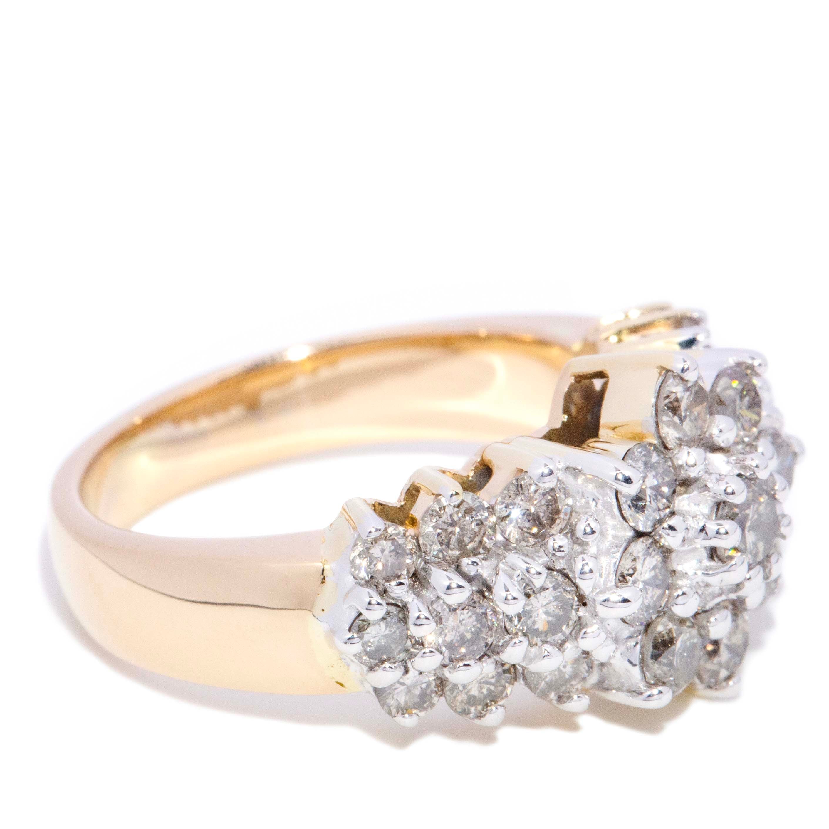 Aster Diamond Flower Cluster Ring 18K & 14K Two Tone Gold Rings Anthology Jewellers 