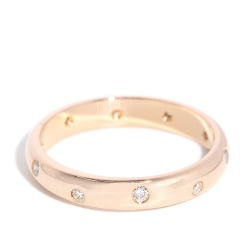 Astrid 1980s Flush Set Diamond Wedding Band 18K Rose Gold