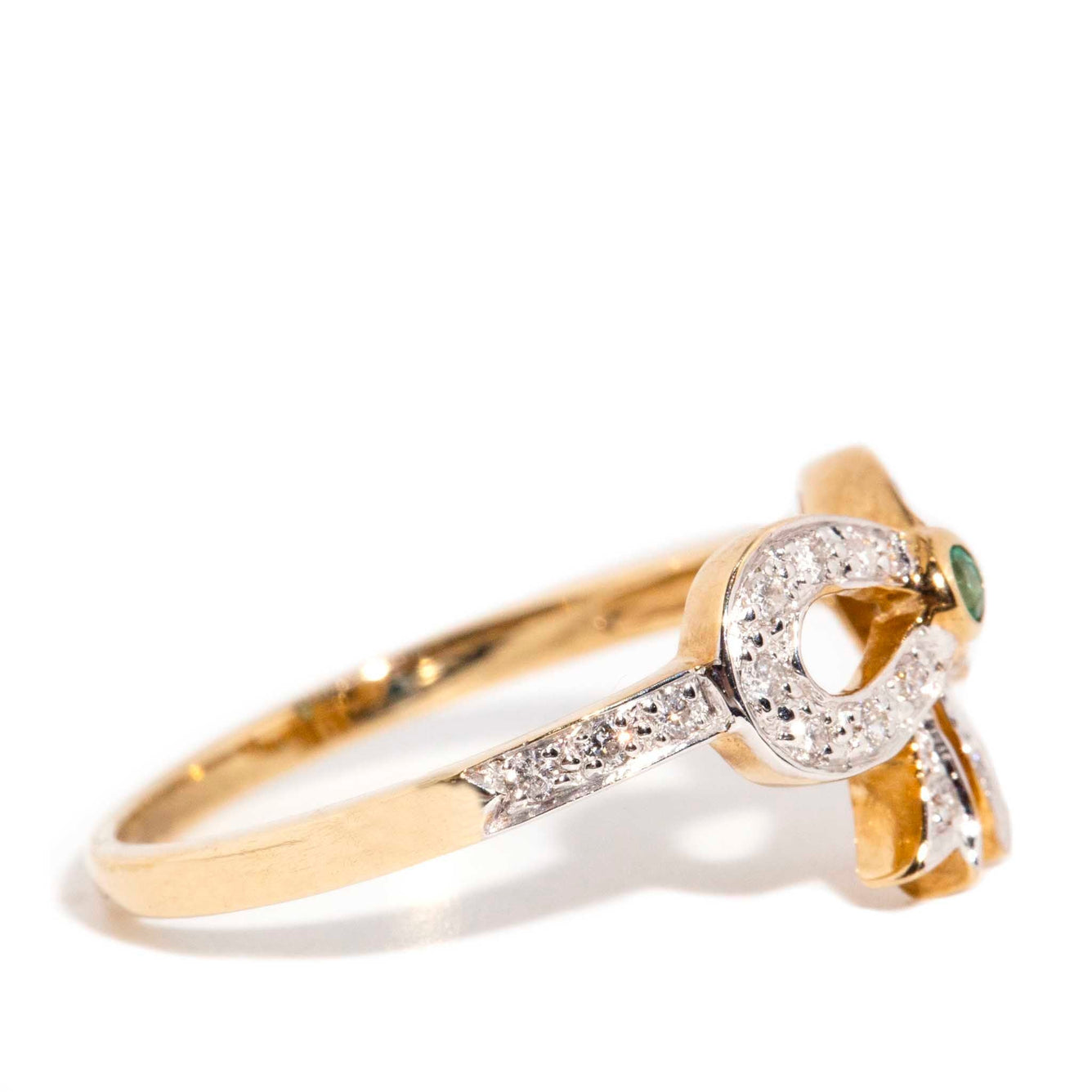 Audrey Emerald & Diamond Bow Ring 9 Carat Gold* DRAFT Rings Imperial Jewellery 