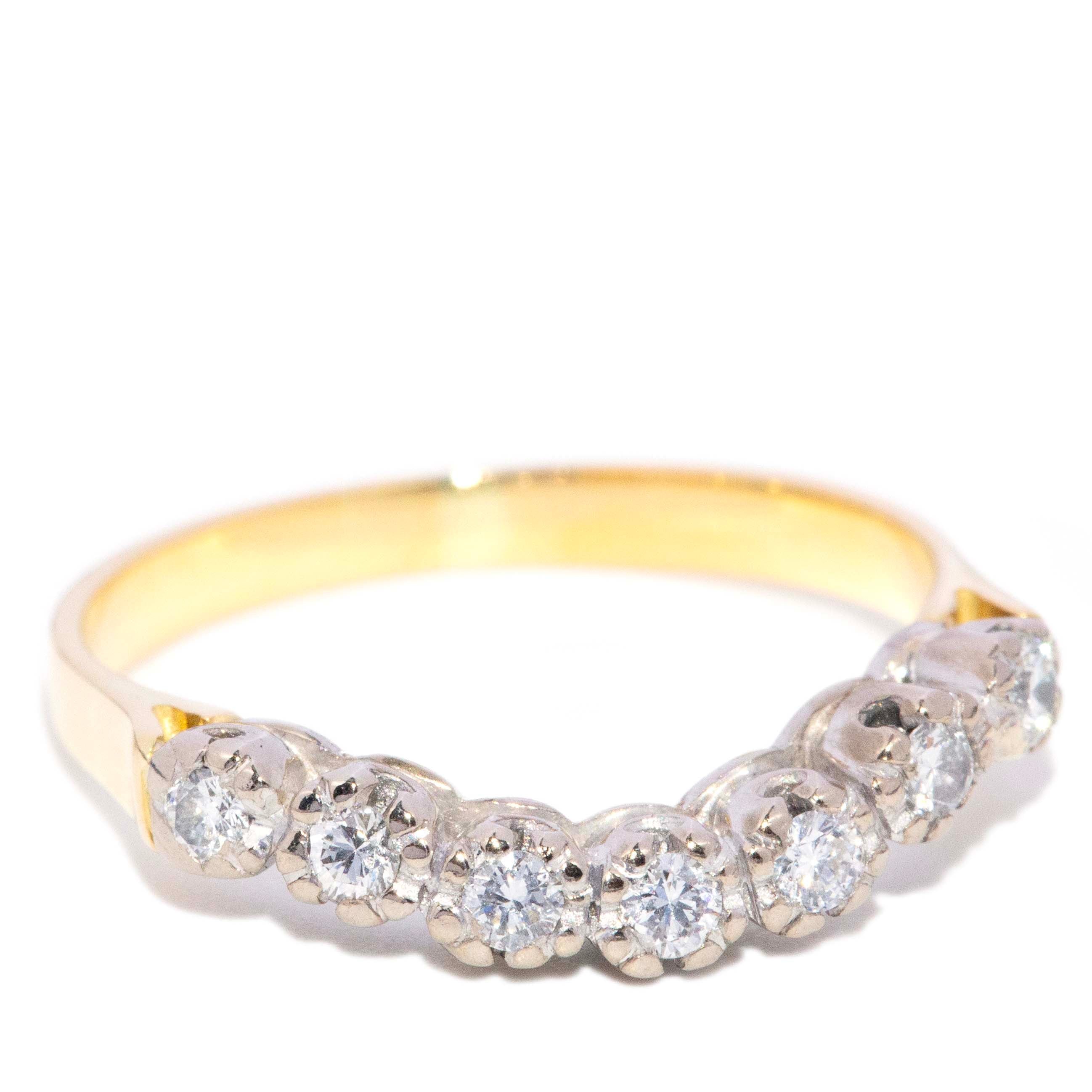 Bailey Circa 1980s Diamond Chevron Ring Two Tone 18ct Yellow & White Gold Rings Imperial Jewellery 