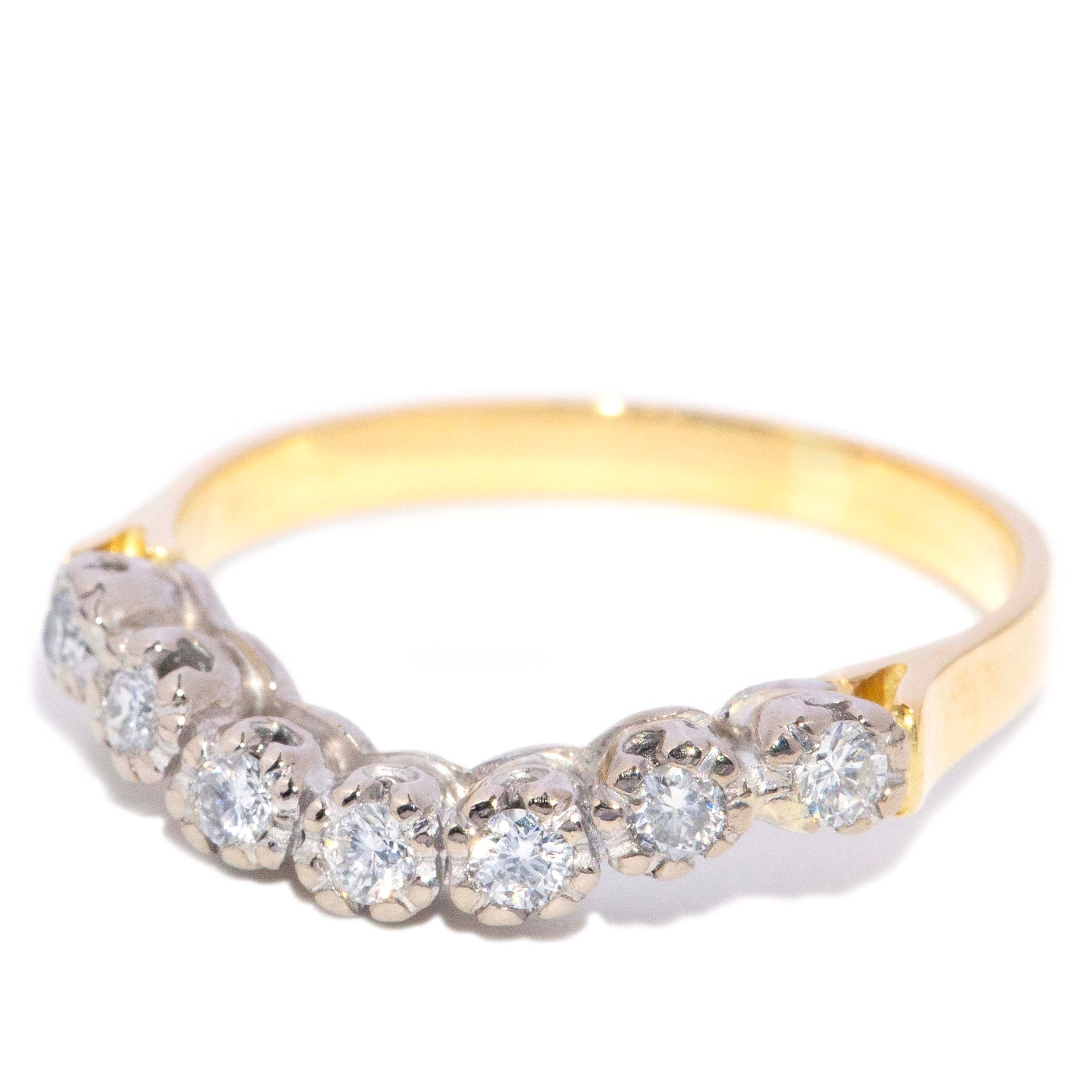 Bailey Circa 1980s Diamond Chevron Ring Two Tone 18ct Yellow & White Gold Rings Imperial Jewellery 