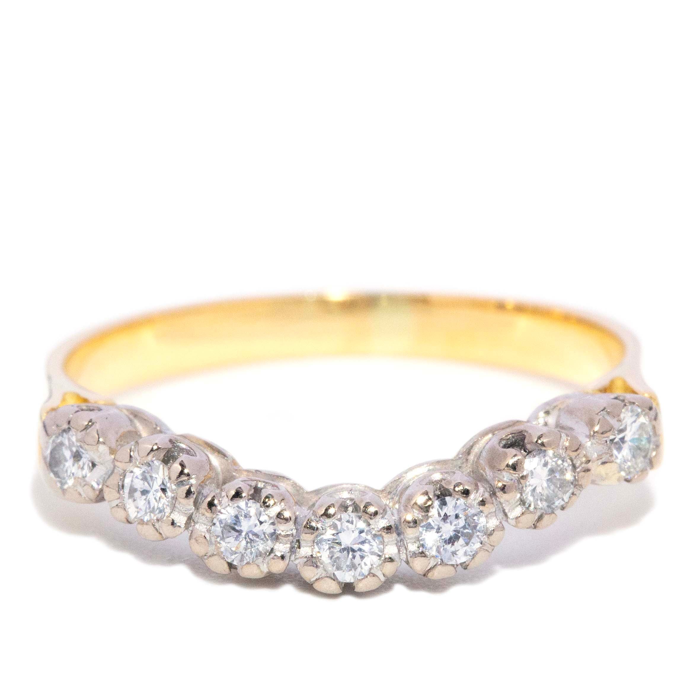 Bailey Circa 1980s Diamond Chevron Ring Two Tone 18ct Yellow & White Gold Rings Imperial Jewellery 