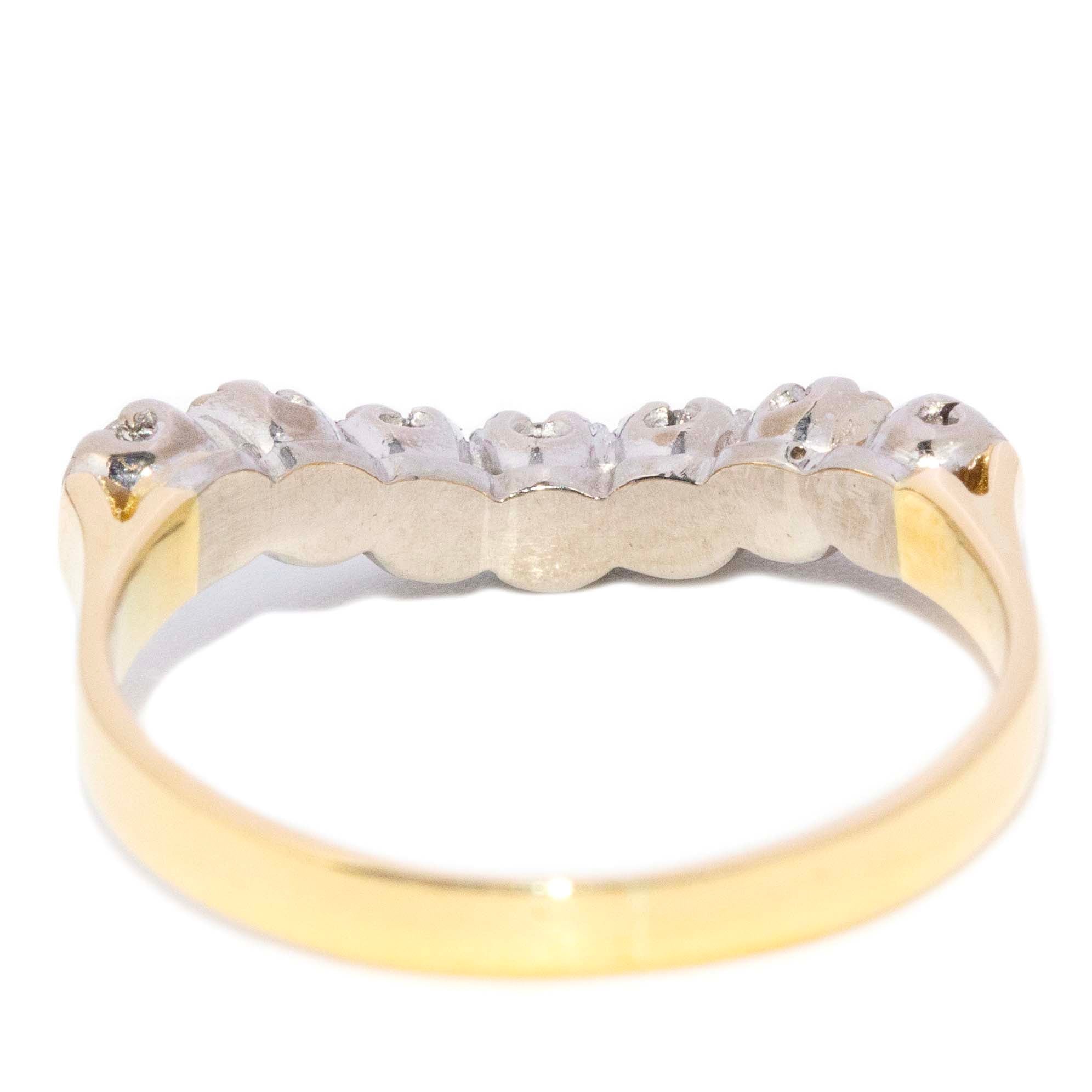Bailey Circa 1980s Diamond Chevron Ring Two Tone 18ct Yellow & White Gold Rings Imperial Jewellery 