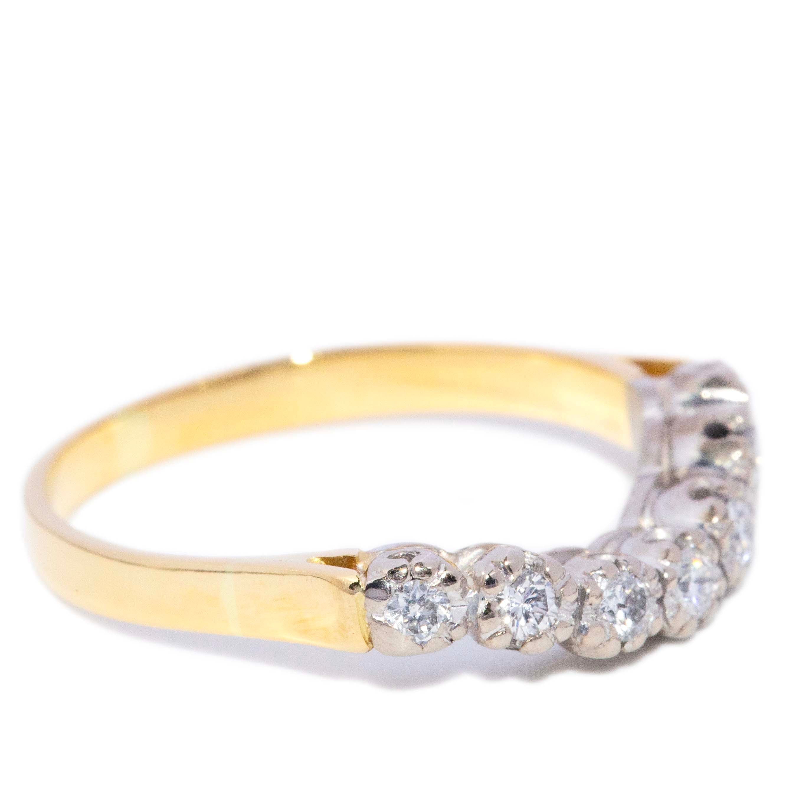 Bailey Circa 1980s Diamond Chevron Ring Two Tone 18ct Yellow & White Gold Rings Imperial Jewellery 