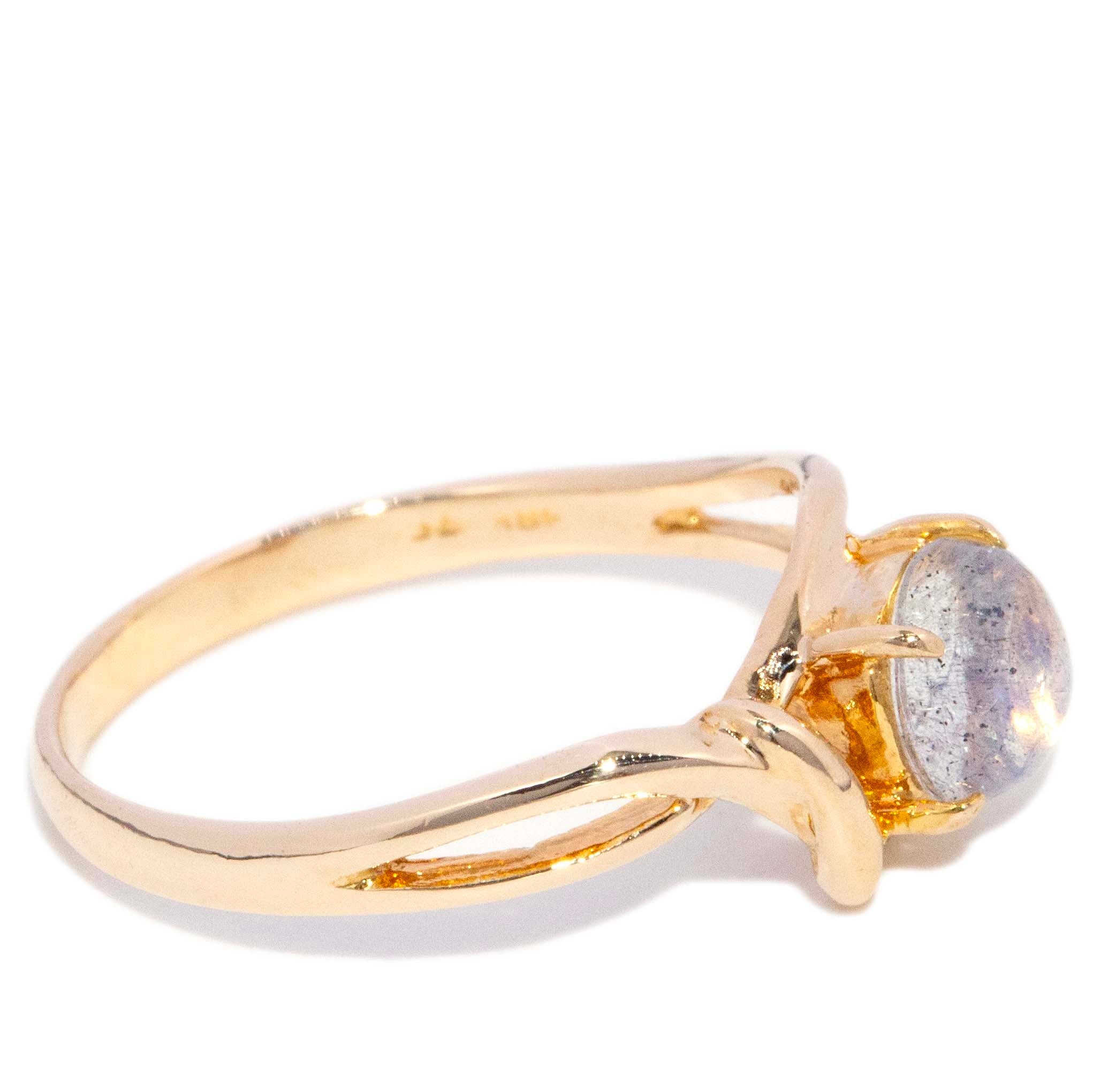 Betsy Moonstone Openwork Bypass Ring 10K Yellow Gold Rings Imperial Jewellery 