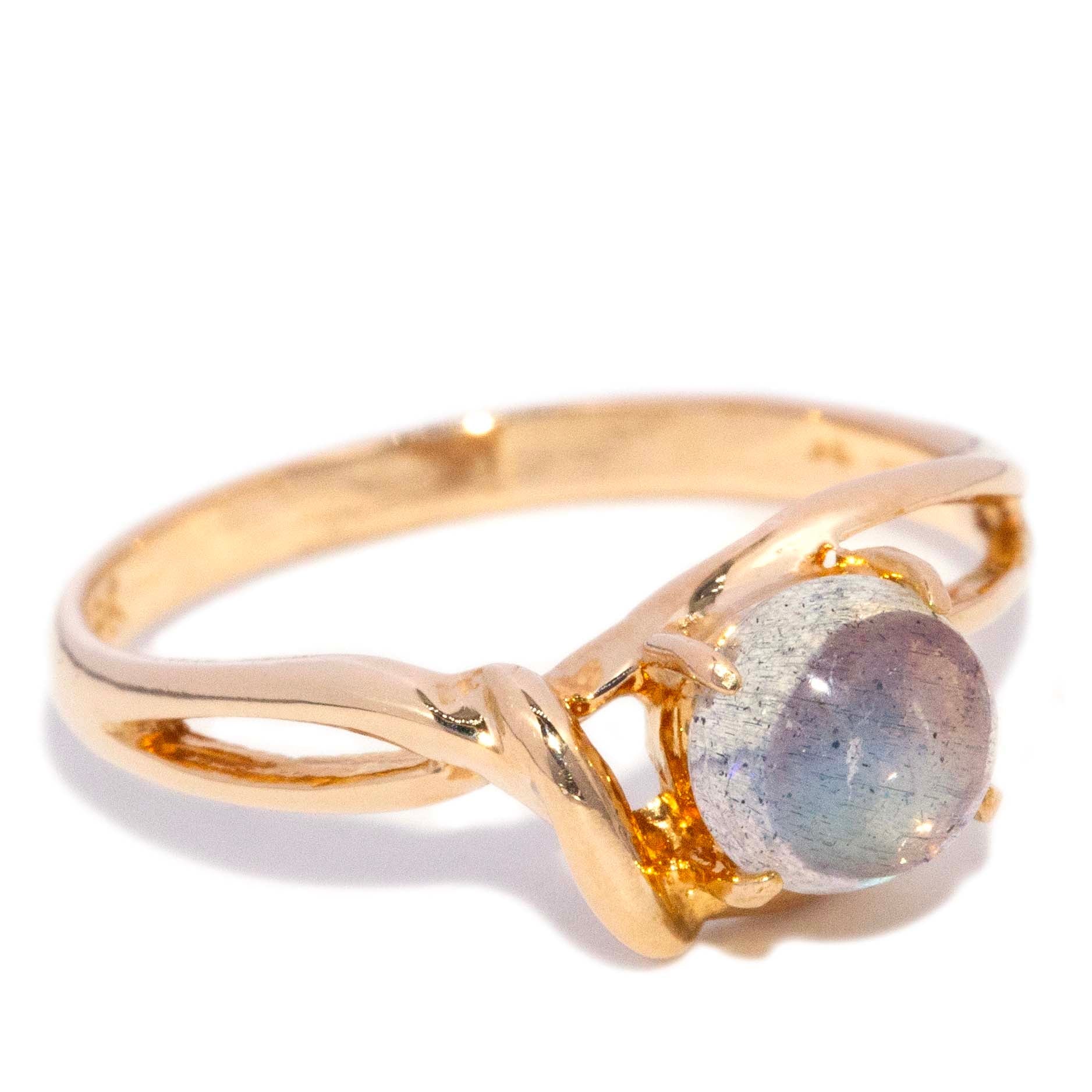 Betsy Moonstone Openwork Bypass Ring 10K Yellow Gold Rings Imperial Jewellery 