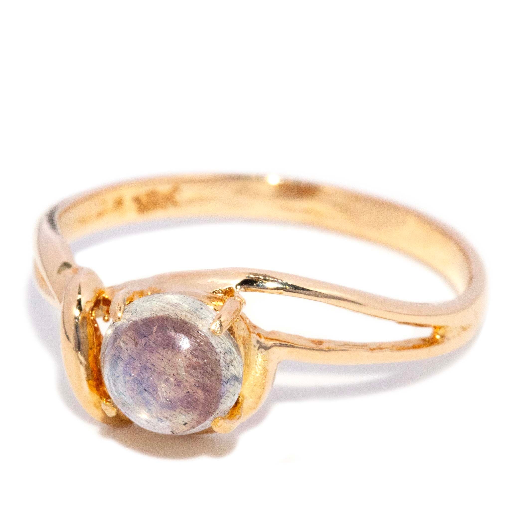 Betsy Moonstone Openwork Bypass Ring 10K Yellow Gold Rings Imperial Jewellery 
