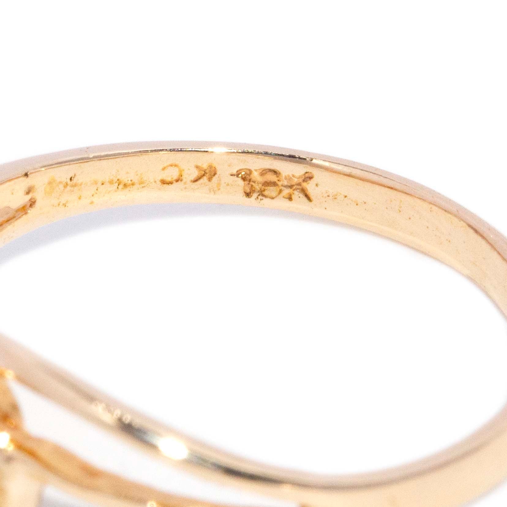 Betsy Moonstone Openwork Bypass Ring 10K Yellow Gold Rings Imperial Jewellery 