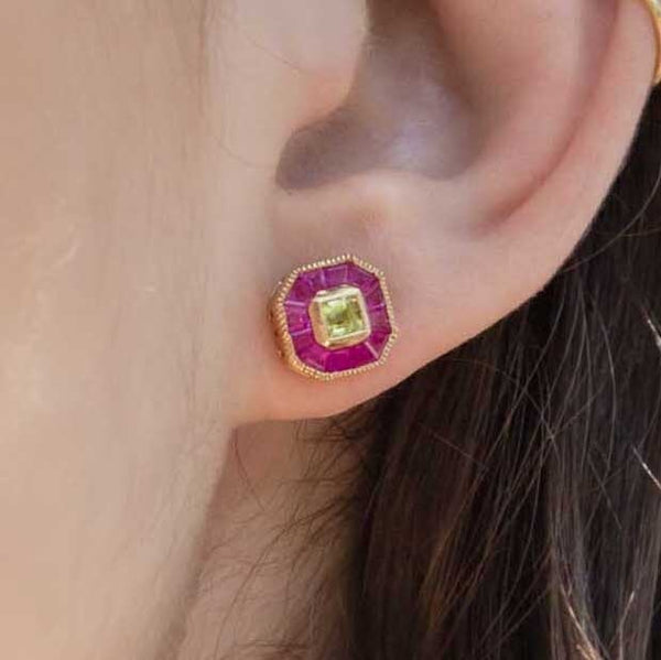Blanche Ruby & Peridot 9ct Gold Earrings* DRAFT Rings Imperial Jewellery 