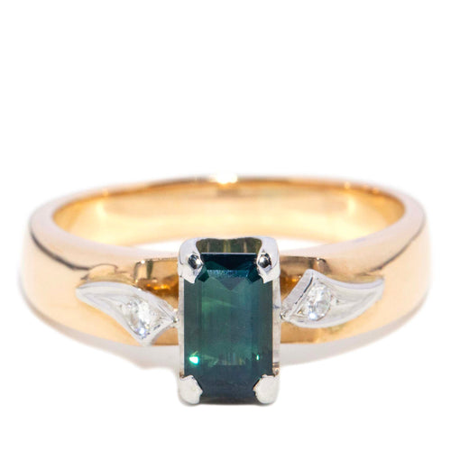 Bridie 1970s Sapphire Diamond Trilogy Ring 9K Gold Platinum